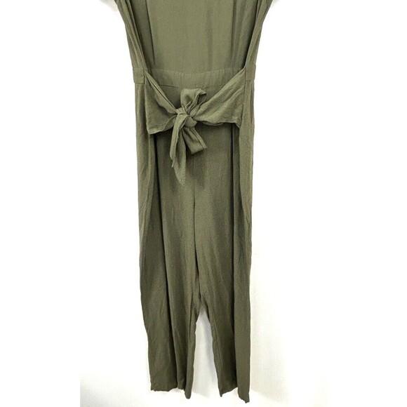 ModCloth Bay Area Believer Cropped Tie Front Jumpsuit Womens Size Medium Green E - Picture 4 of 13